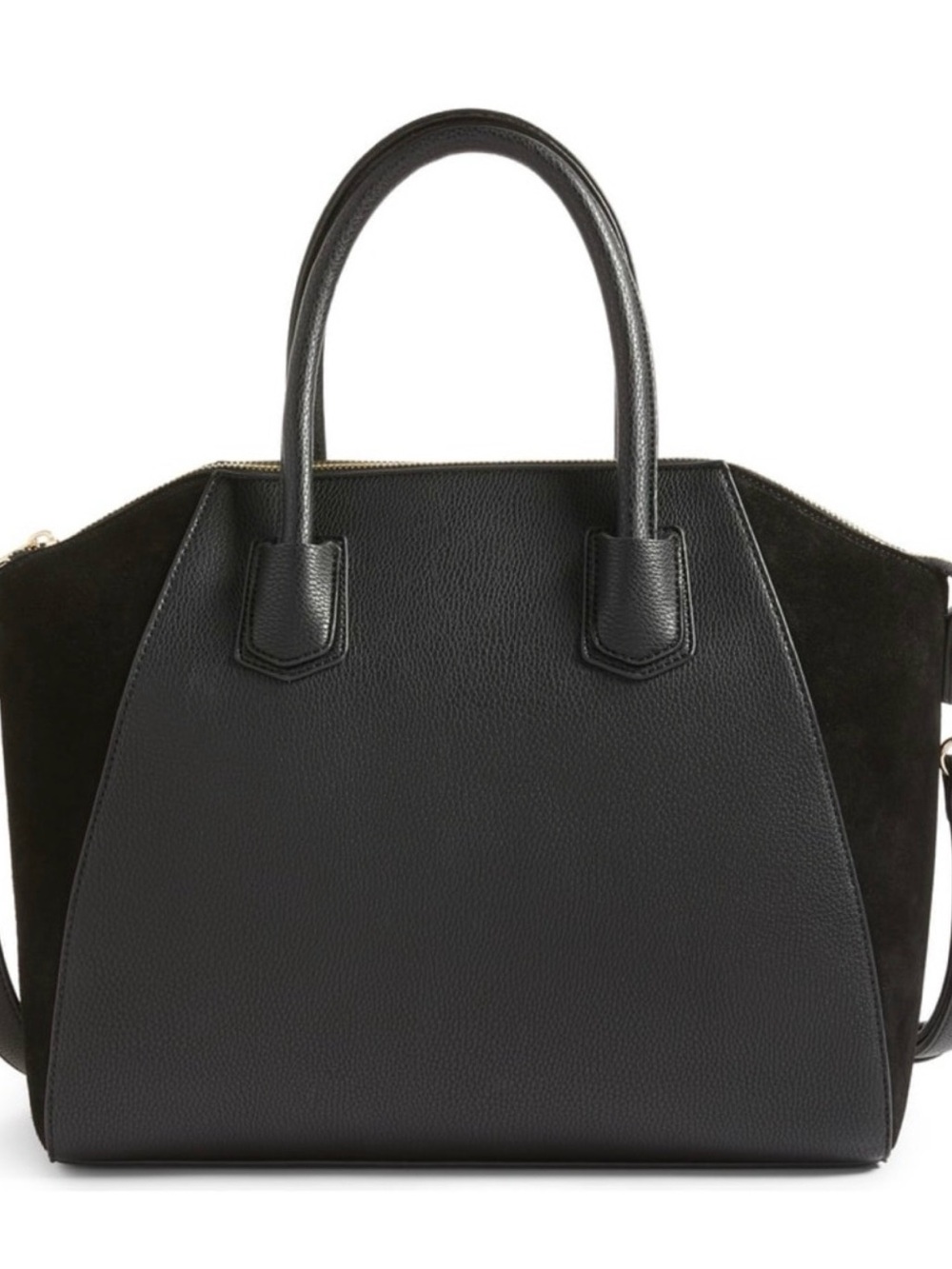Sole Society Black Faux Leather and Suede Satchel